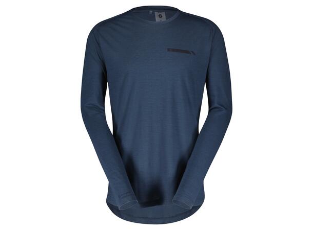 SCOTT Shirt Ms Defined Merino LS Blå M Sykkeltrøye med ull 