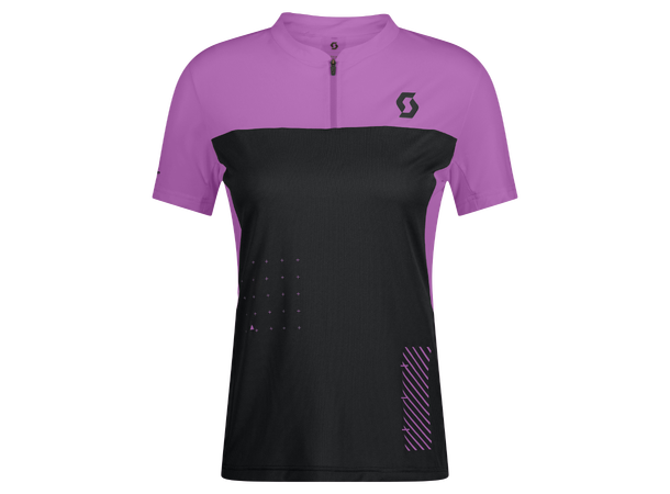SCOTT Tee Ws Trail Vertic Zip SS XS Sykkeltrøye - black/liquid purple 