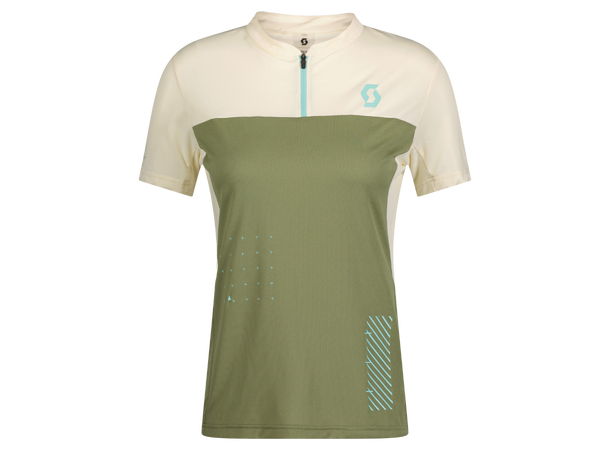 SCOTT Tee Ws Trail Vertic Zip SS XS Sykkeltrøye - hay green/cotton white 
