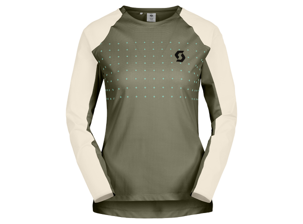 SCOTT Tee Ws Trail Vertic Pro LS XS Sykkeltrøye - hay green/cotton white 