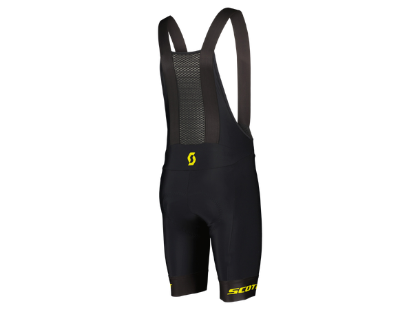 SCOTT Bib Shorts Ms RC Pro+++ M Sykkelshorts - Black/Sulphur yellow 