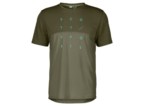 SCOTT Tee Ms Trail Flow DRI SS S Sykkeltrøye - fir green/hay green 