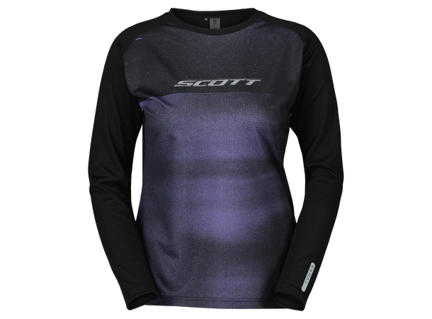 SCOTT Tee Ws Trail Tuned LS XS Sykkeltrøye - black/swish purple 
