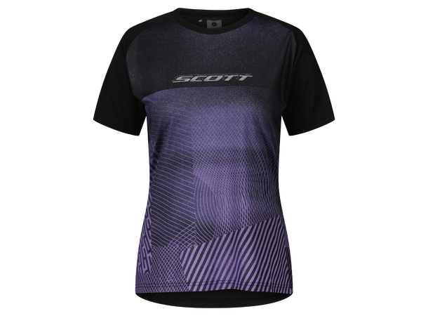 SCOTT Tee Ws Trail Tuned SS XS Sykkeltrøye - black/swish purple 