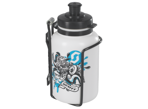SCOTT Water bottle 0.3l+Cage Kids Kit Sett med flaske og flaskeholder 