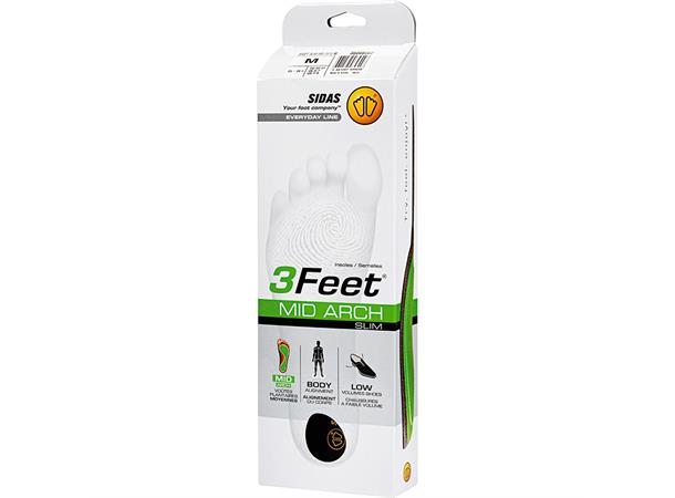 SIDAS 3FEET SLIM MID Grønn XS Formede såler for middels fotblad 