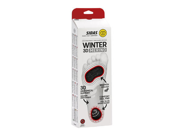 SIDAS 3D Winter Merino Sort XL Vinter såler 