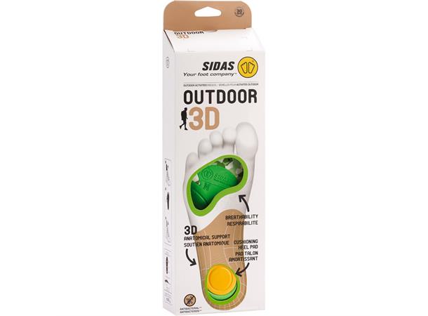 SIDAS OUTDOOR 3D Grønn M Formede ileggssåler for vandring