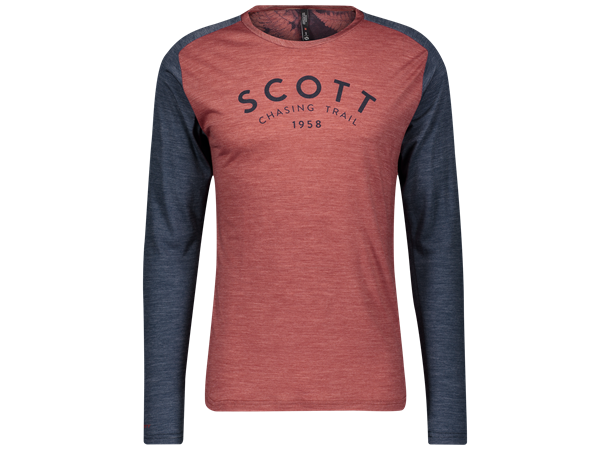 Scott Shirt Ms Tr Fl  Mer l/sl Rø/Bl S Sykkeltrøye med lang arm 